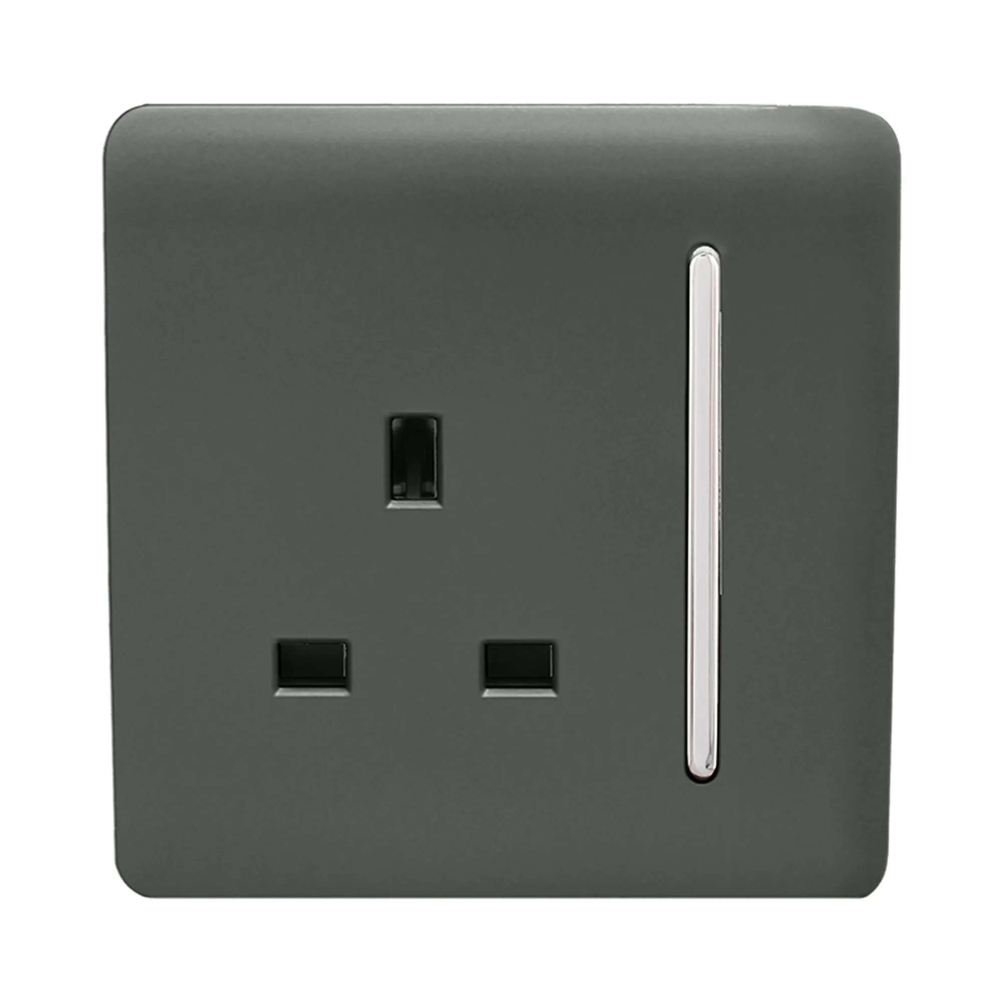 ART-SKT13CH  1 Gang 13Amp Switched Socket Chrome Rocker Charcoal Finish